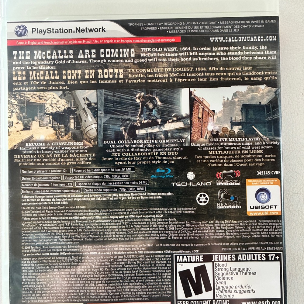 Call of Juarez: Bound in Blood PS3 (Sony PlayStation 3, 2009) Tested - Picture 2 of 6